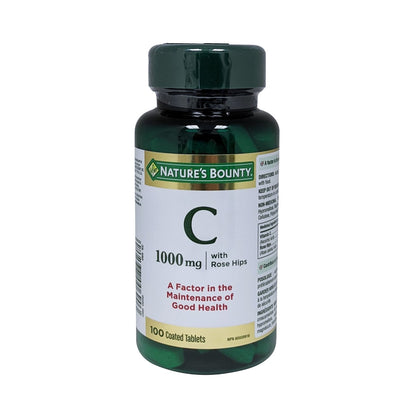 Product label for Nature's Bounty Vitamin C 1000mg with Rose Hips in English