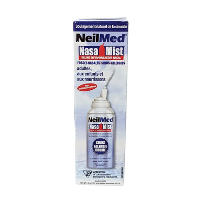 Product label for Neilmed NasaMist Saline Nasal Spray in French