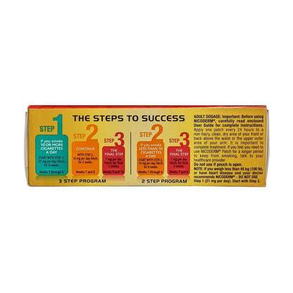Dose and system description for Nicoderm Step 3 Clear Nicotine Patches (7 count) in English
