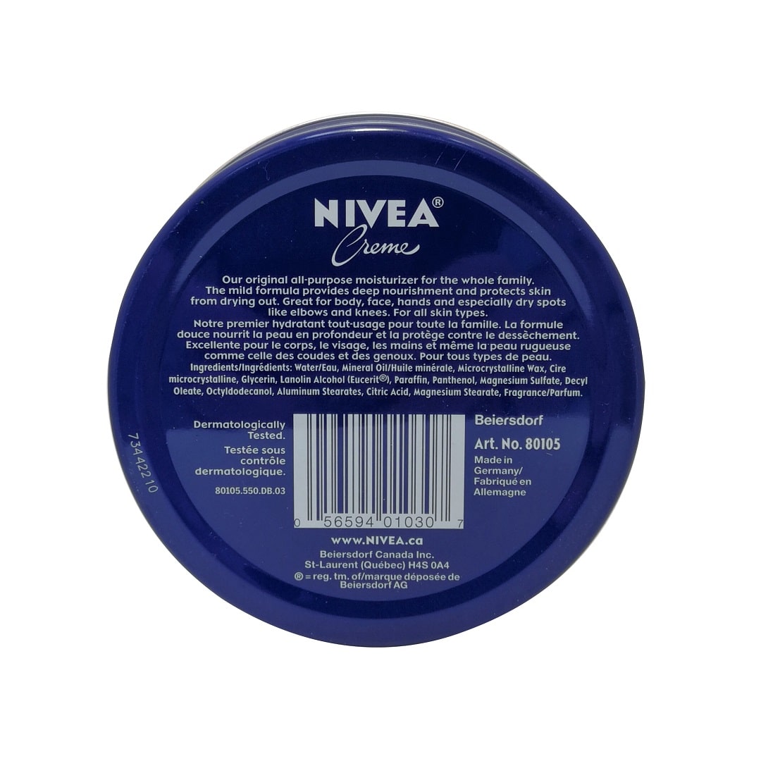Description and ingredients for Nivea Crème (250mL)