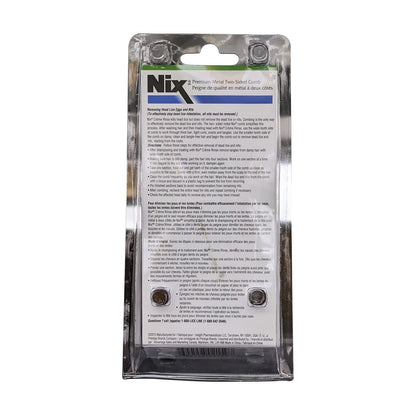 Description and directions for Nix Premium Metal Two-Sided Comb