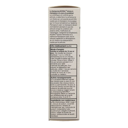 Description, directions, ingredients for Nizoral Anti-Dandruff Shampoo Once a Week (120 mL) in French