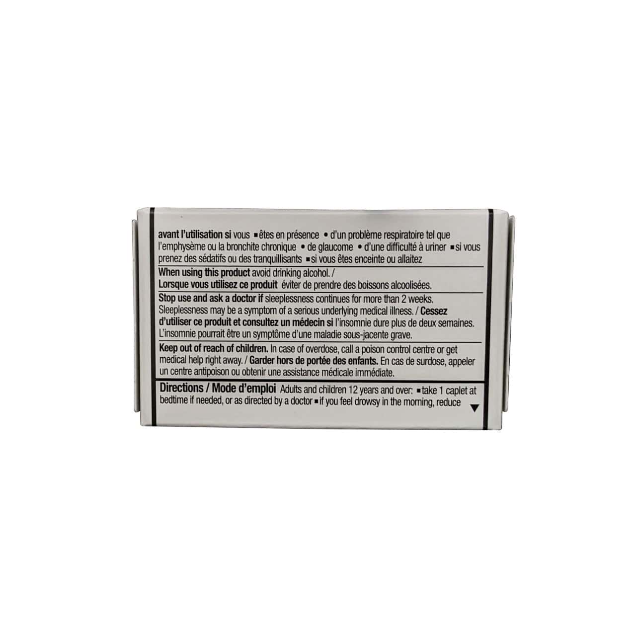Warnings and directions for Nytol Extra Strength Caplets Diphenhydramine Hydrochloride 50 mg (20 caplets)