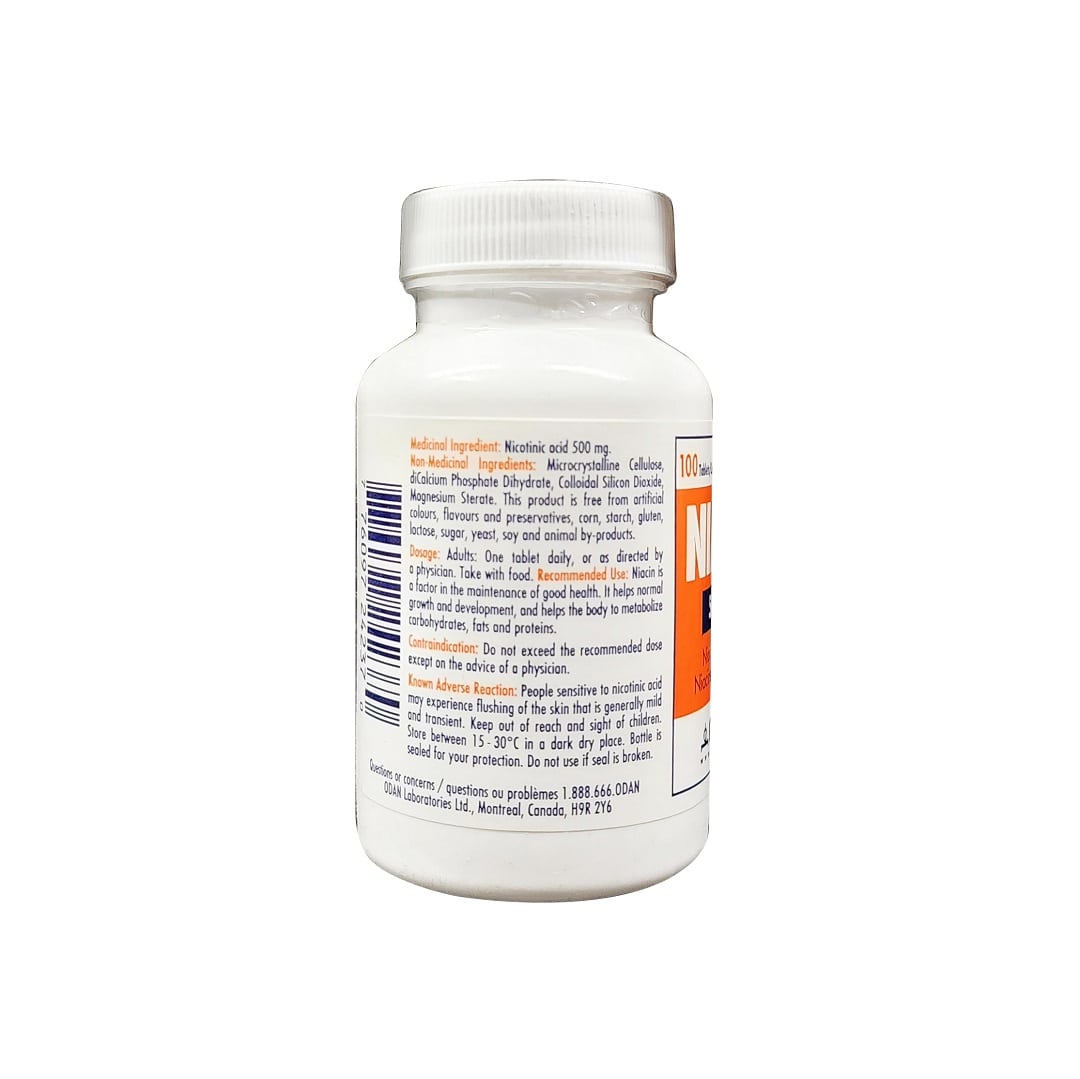 Ingredients, dose, warnings for ODAN Niacin 500 mg (100 tablets) in English