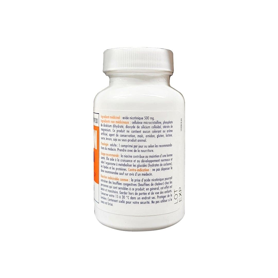 Ingredients, dose, warnings for ODAN Niacin 500 mg (100 tablets) in French