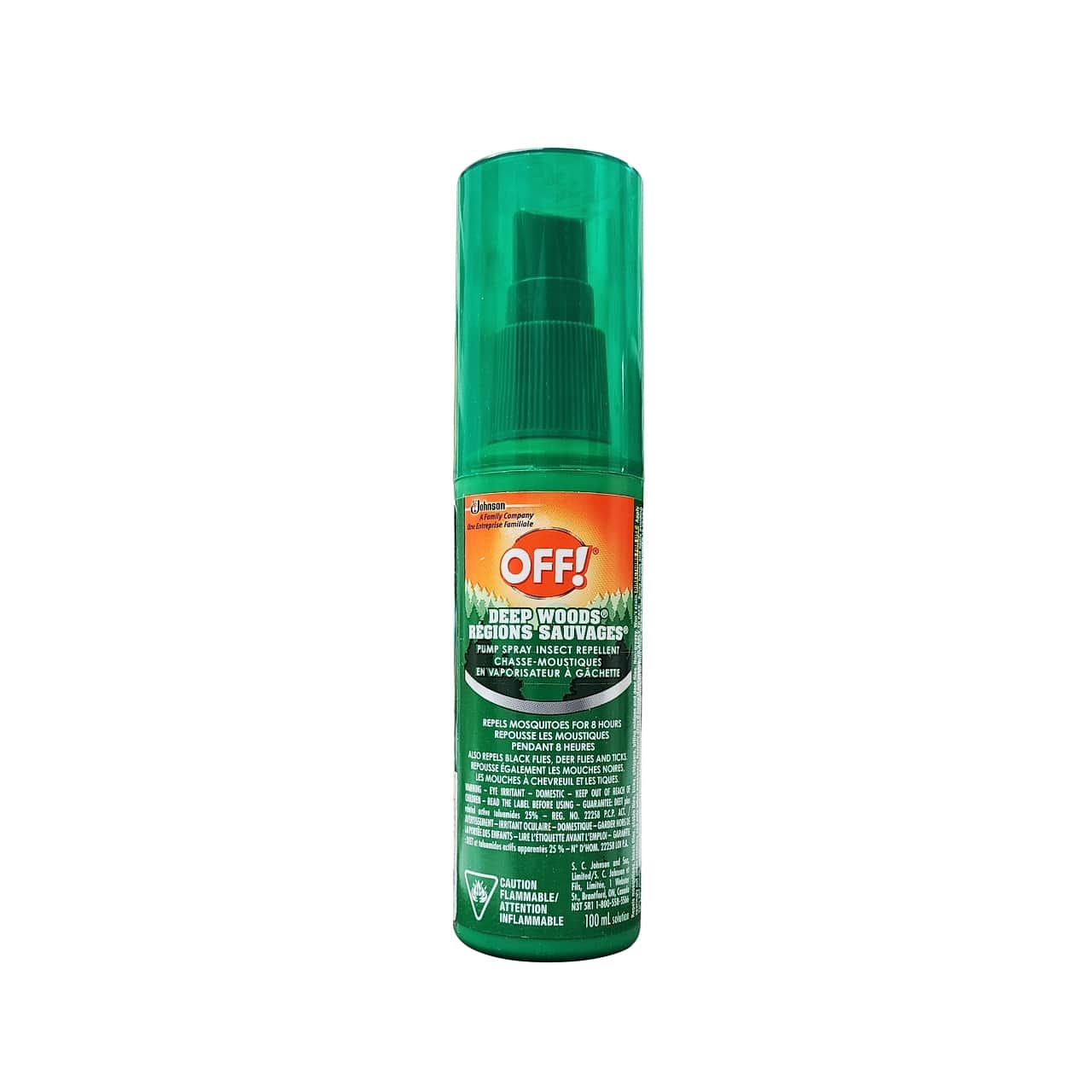 Product label for Off! Deep Woods Pump Spray Insect Repellent (100 mL)