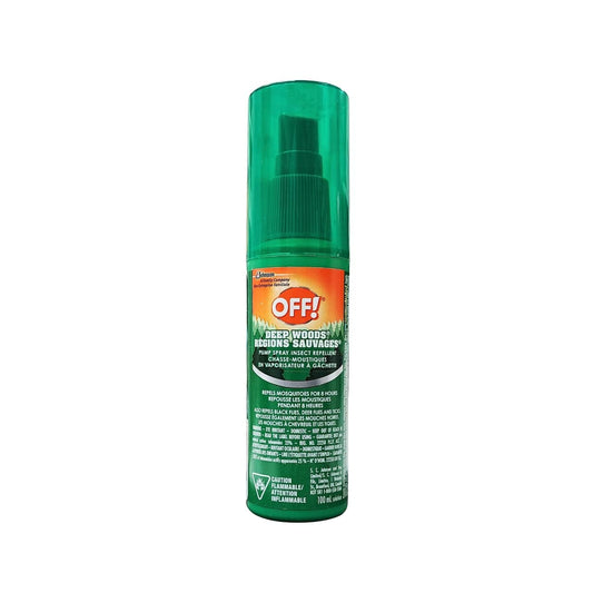 Product label for Off! Deep Woods Pump Spray Insect Repellent (100 mL)