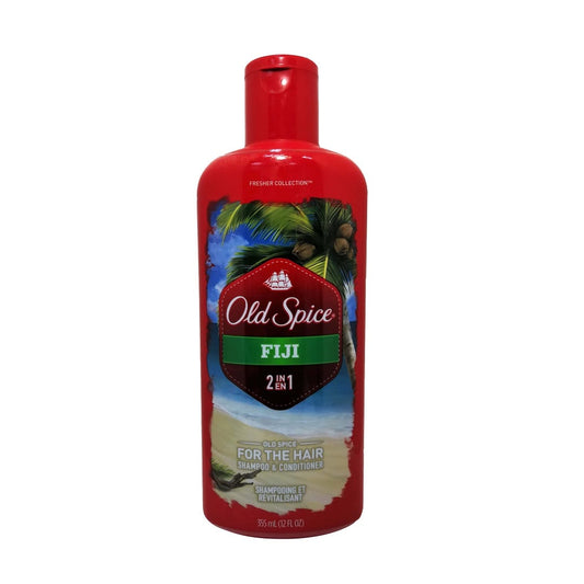 Product label for Old Spice Fiji 2-in-1 Shampoo and Conditioner (355mL)