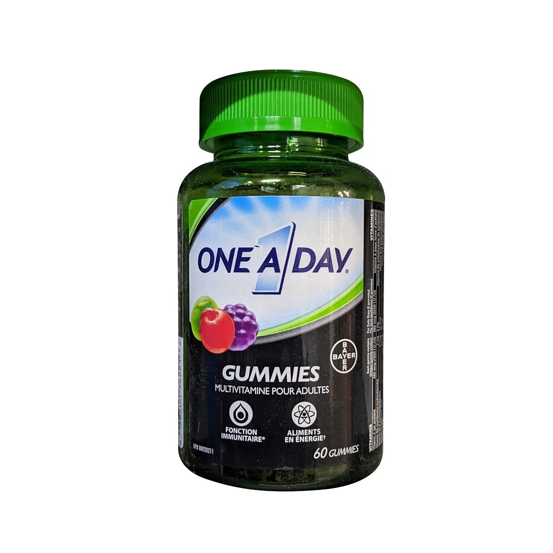 Product label for One A Day Gummies Adult Multivitamin (60 gummies) in French