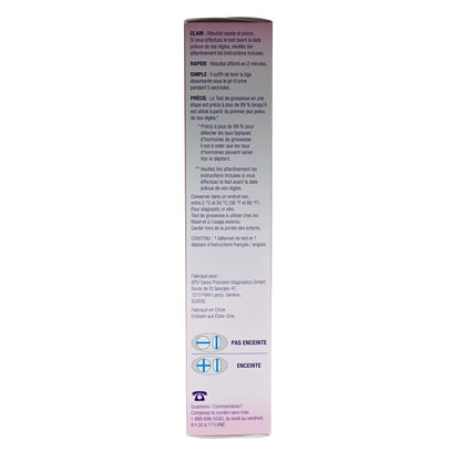 Description, contents, and interpretation for OneStep Pregnancy Test in French