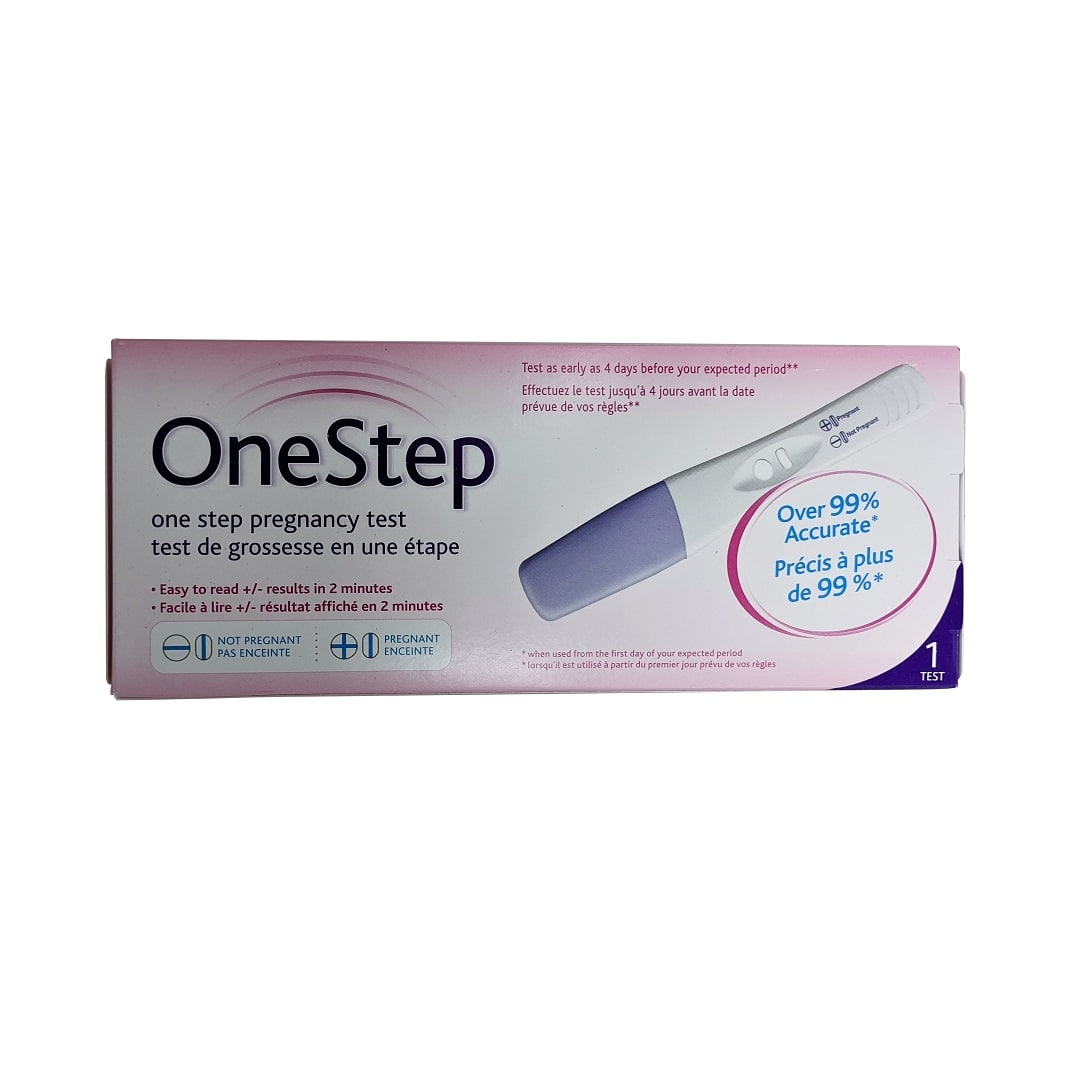 Product label for OneStep Pregnancy Test in French