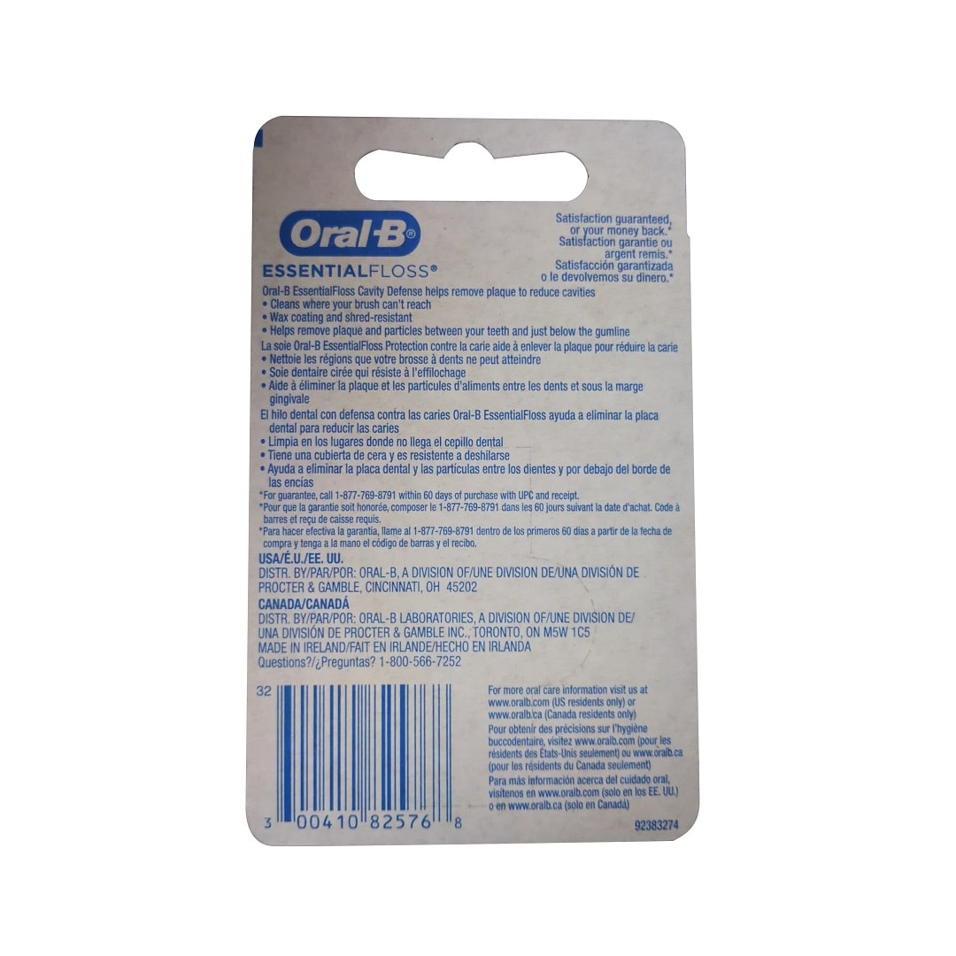 Product details for Oral-B Essential Floss Cavity Defense (50 metres)