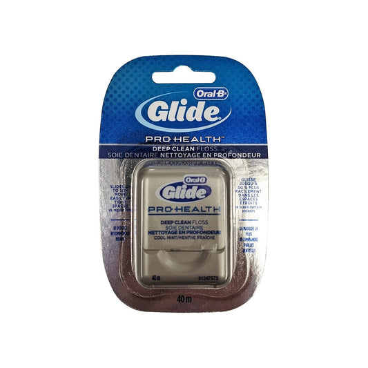 Product label for Oral-B Glide Pro Health Deep Clean Floss (40 metres)