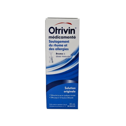 Product label for Otrivin Medicated Cold and Allergy Relief Nasal Mist in French