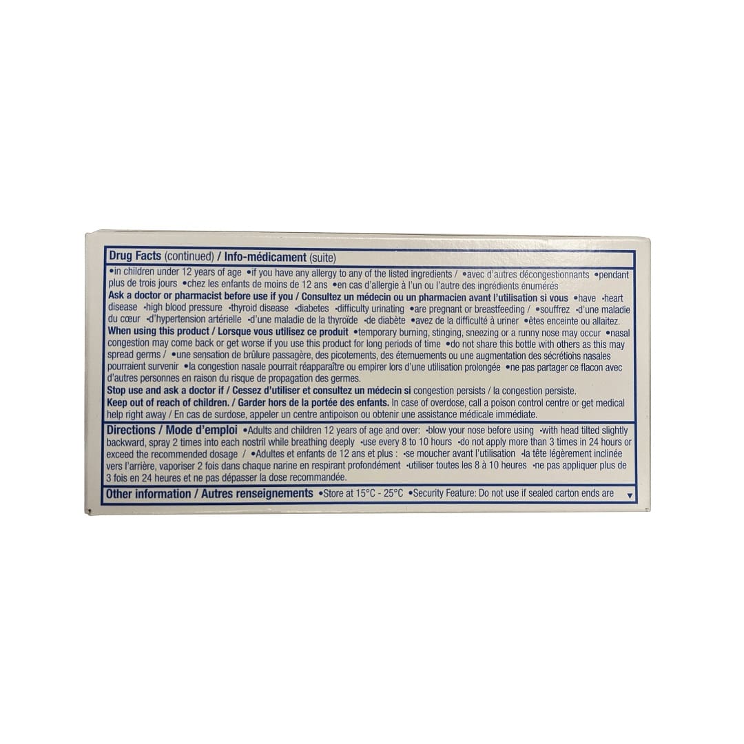 Warnings and directions for Otrivin Medicated Cold and Allergy Relief Nasal Mist (30 mL)
