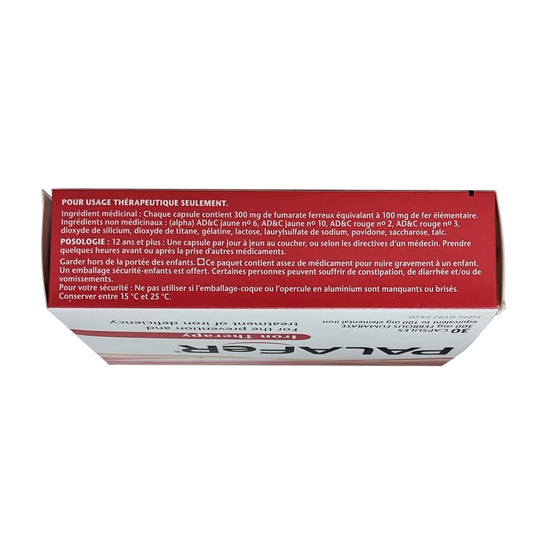 Palafer Iron Therapy Ferrous Fumarate 300mg (30 Capsules) – beyondRx.ca ...