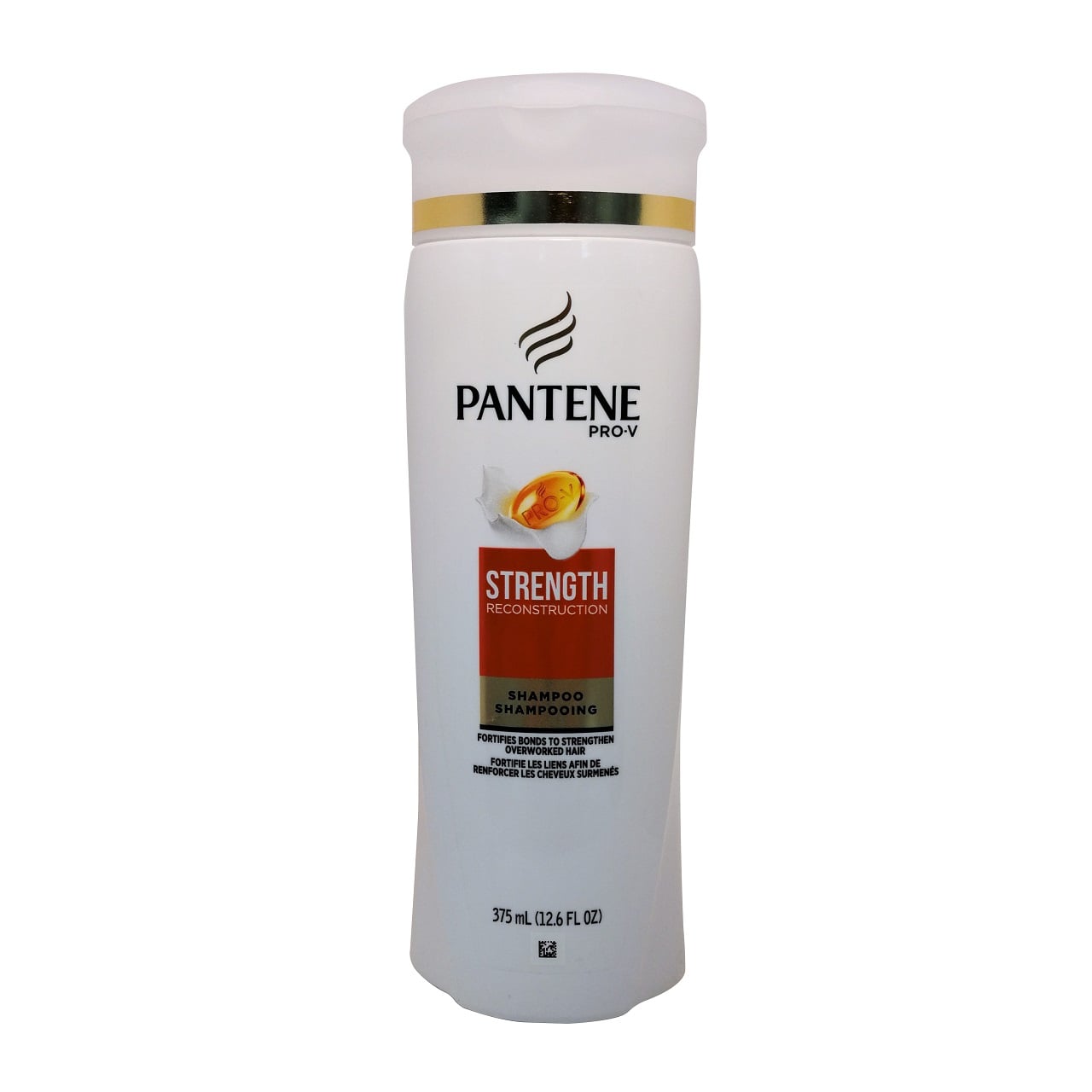 Product label for Pantene Pro-V Strength Reconstruction Shampoo (375mL)