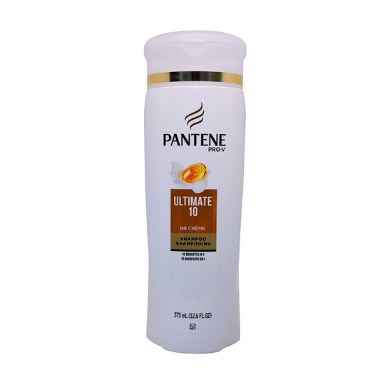Product label for Pantene Pro-V Ultimate 10 Shampoo (375 mL)