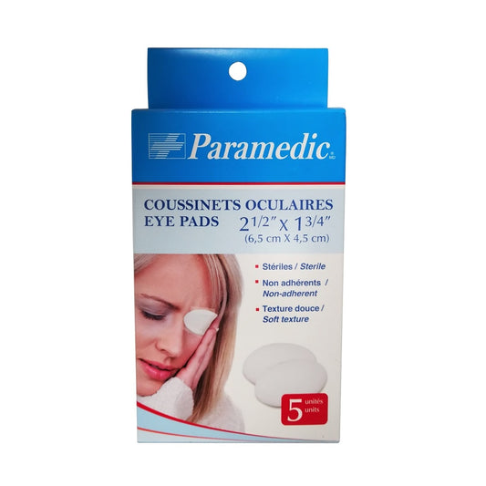 Product label for Paramedic Sterile Eye Pads (5 count)