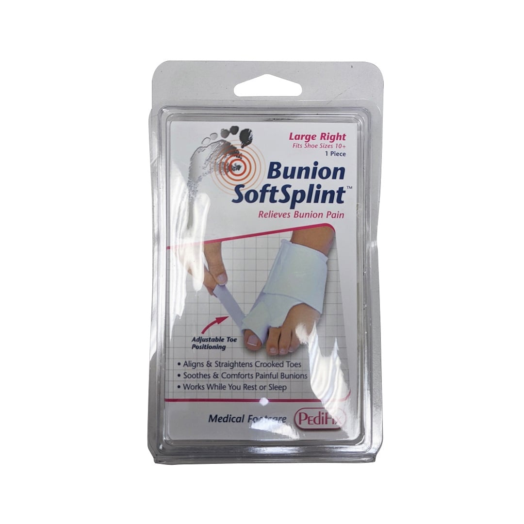 Product label for PediFix Bunion Soft Splint (Large) right foot