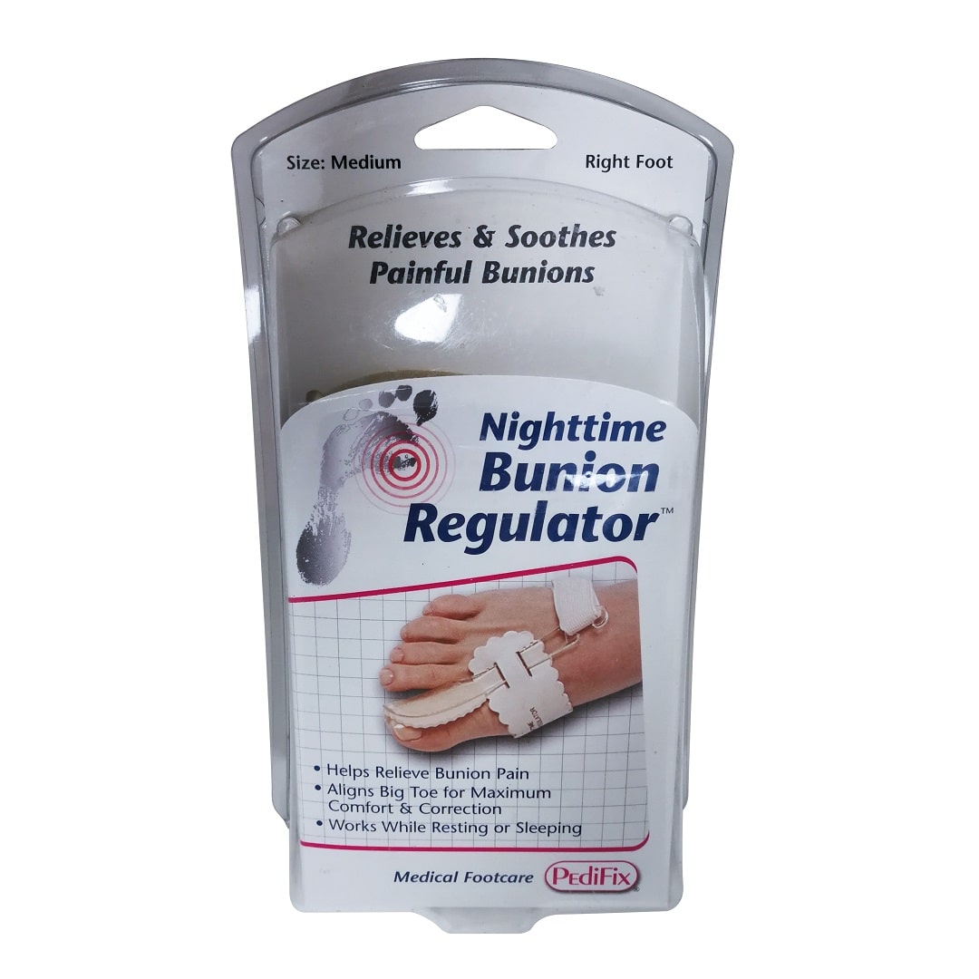 Product label for PediFix Nighttime Bunion Regulator (Medium) Right Foot