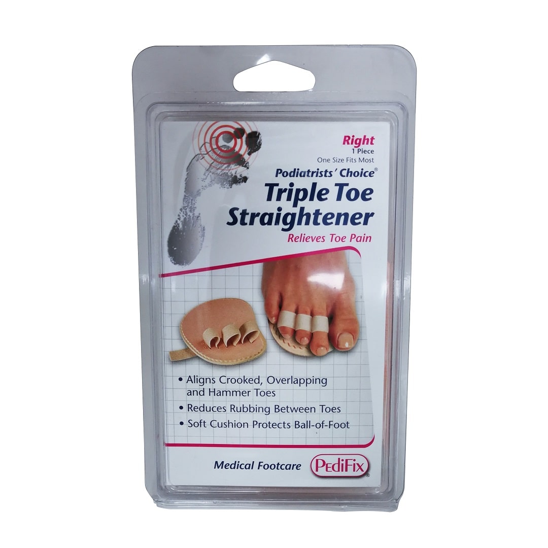 Product label for PediFix Triple Toe Straightener (right foot)