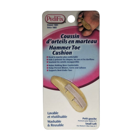 Product label for PediFix Hammer Toe Cushion (Small) Left Foot