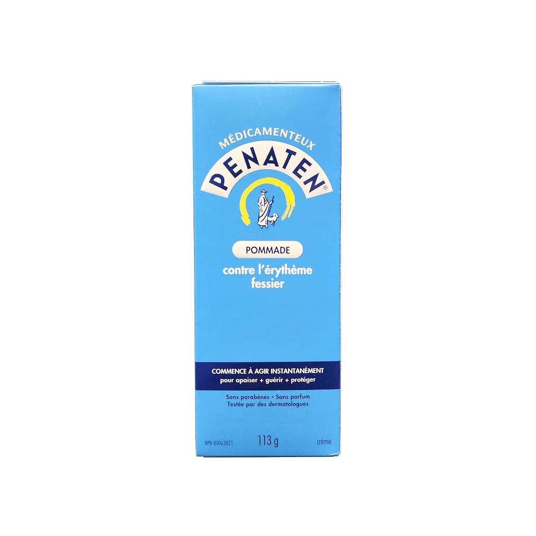 Product label for Penaten Creamy Diaper Rash Treatment (113 mL) in French