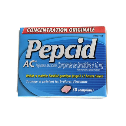 Product label for Pepcid Acid Controller Famotidine 10 mg (30 tablets) in French