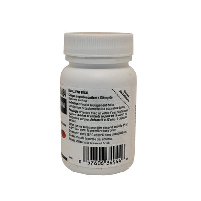 Indication, dosage for Pharma Science Docusate Sodium 100mg in French