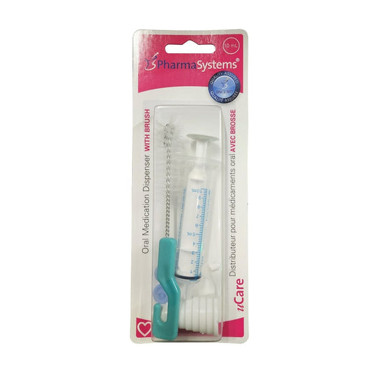 Product label for PharmaSystems Oral Medication Dispenser with Brush 10 mL 