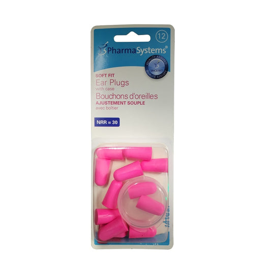 Product label for PharmaSystems Soft Fit Ear Plugs (12 count)
