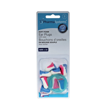 Product label for PharmaSystems Soft Foam Ear Plugs (8 count)