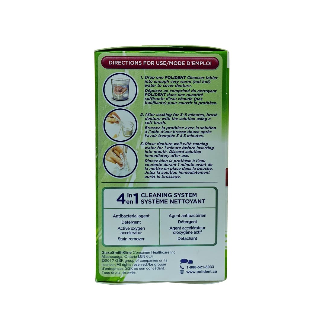 Directions for Polident Daily Care Cleanser Triple Mint Fresh (40 tablets)