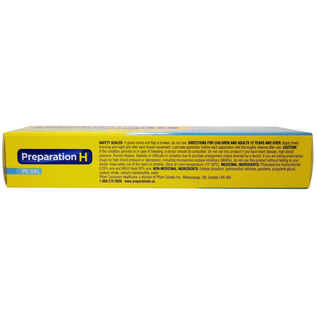 Directions, ingredients, and cautions for Preparation H Cooling Relief Gel (25 grams) in English