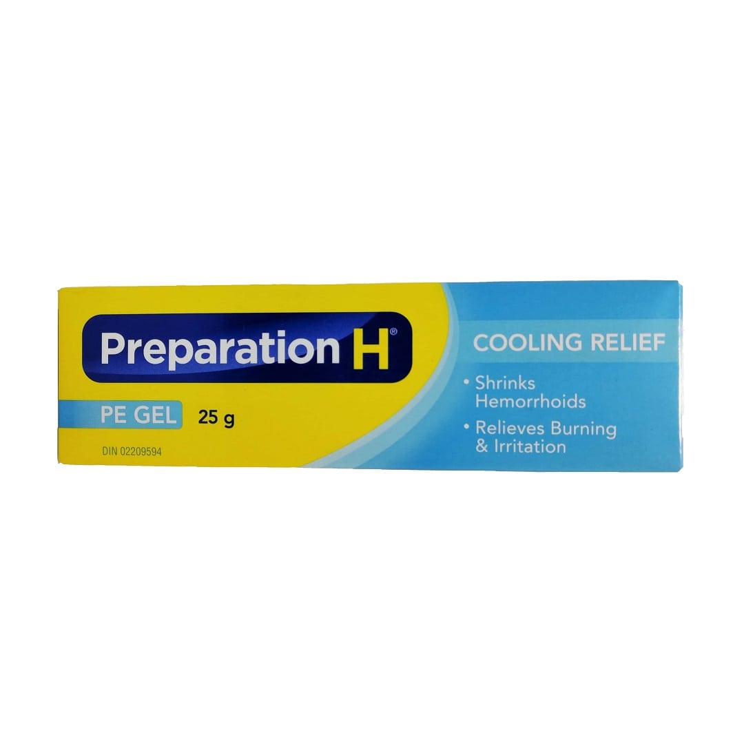 Product label for Preparation H Cooling Relief Gel (25 grams) in English