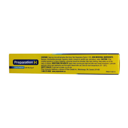Ingredients, caution, directions for Preparation H Multi-Symptom Relief Ointment (25 grams) in English