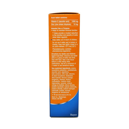 Ingredients, purpose, and directions for Redoxon Double Action Vitamin C and Zinc Effervescent Tablets (15 dissolvable tablets) in English