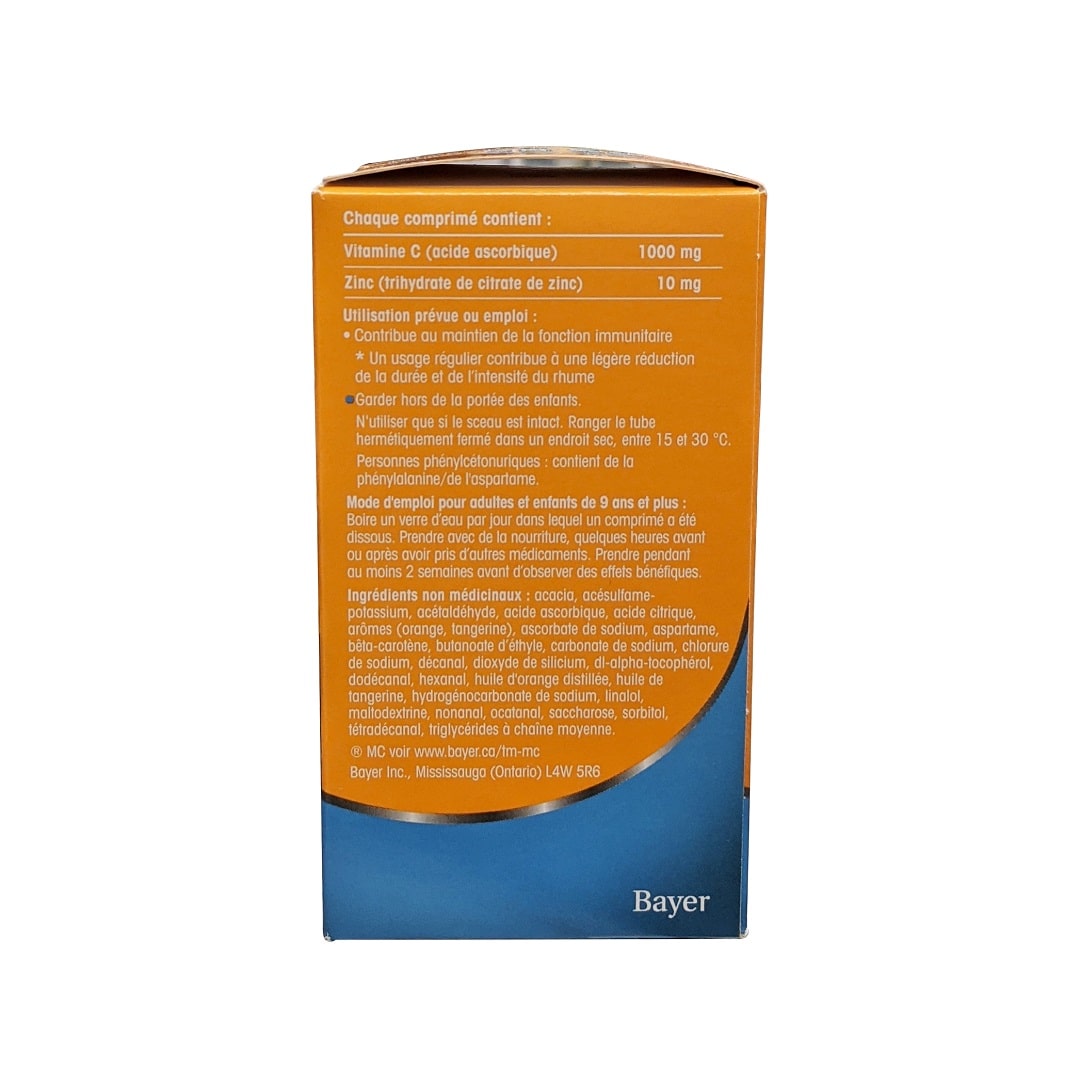 Ingredients, uses, directions for Redoxon Double Action Vitamin C and Zinc Effervescent Tablets (15 tablets x 4 vials) in French