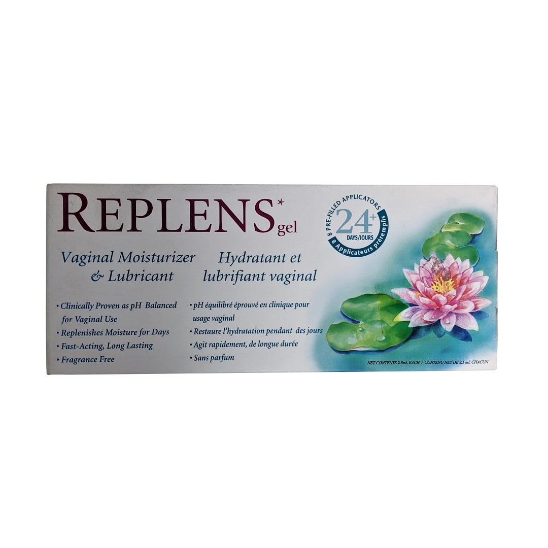 Product label for Replens Gel Vaginal Moisturizer & Lubricant (8 count) 