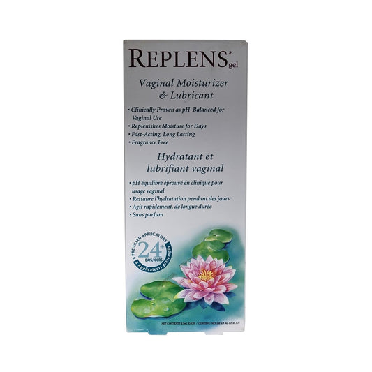 Product label for Replens Gel Vaginal Moisturizer & Lubricant (8 count)