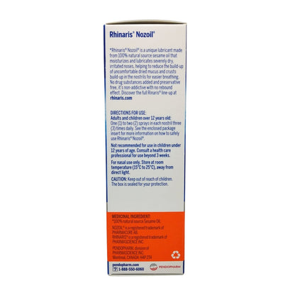 Description, directions, and cautions for Rhinaris Nozoil Nasal Spray (10mL) in English