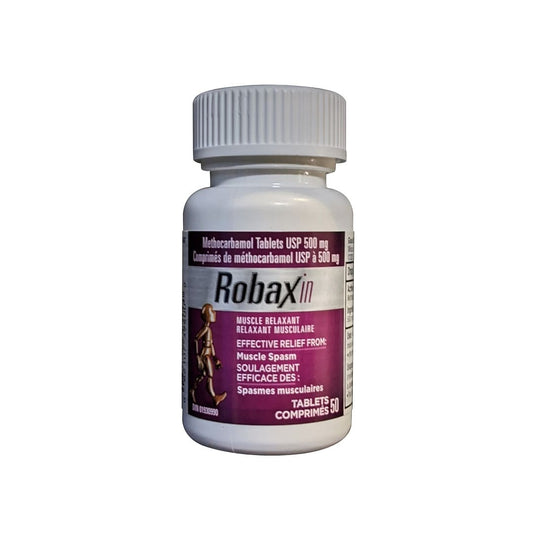 Product label for Robax Robaxin 500 mg (40 Tablets)