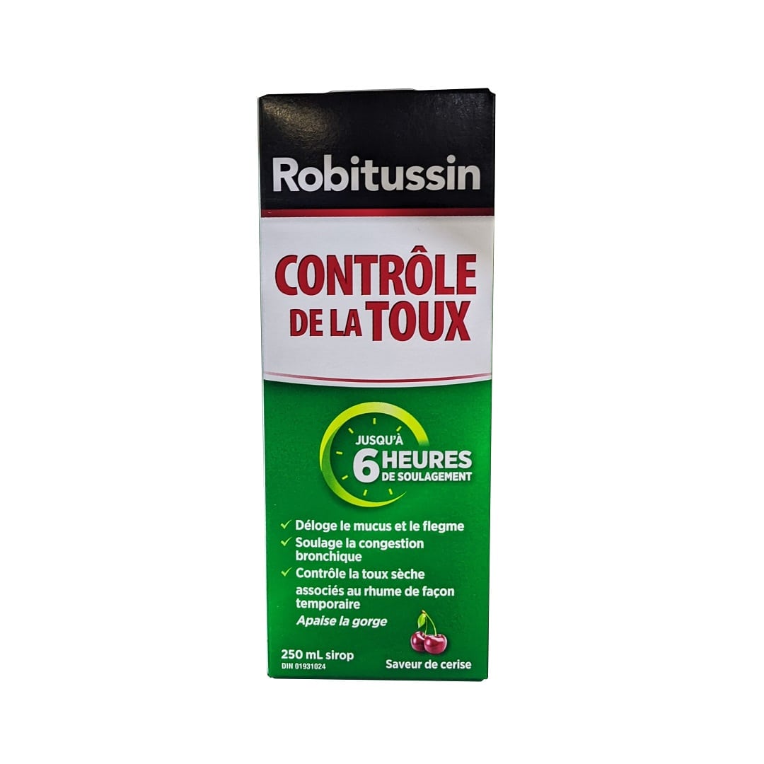 Robitussin Regular Strength Cough Control for 6 Hours Relief Cherry Flavour (250 mL)