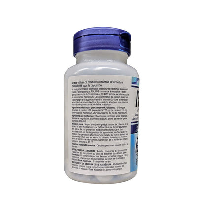 Description, directions, ingredients, warnings for Rolaids Extra Strength Antacid (Mint Flavour) (96 chewable tablets) in French