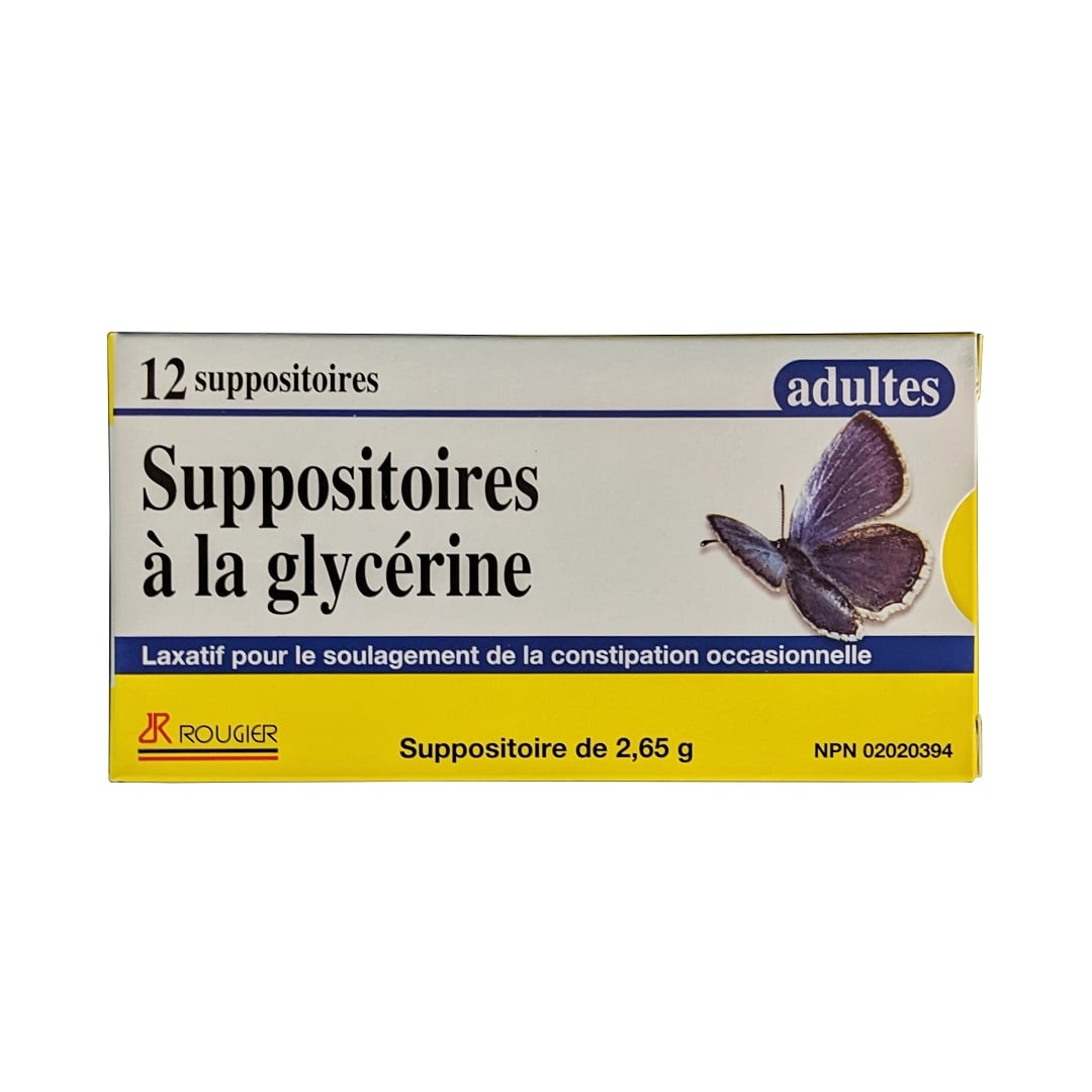 Product label for Rougier Pharma Glycerin Suppositories (12 suppositories) in French