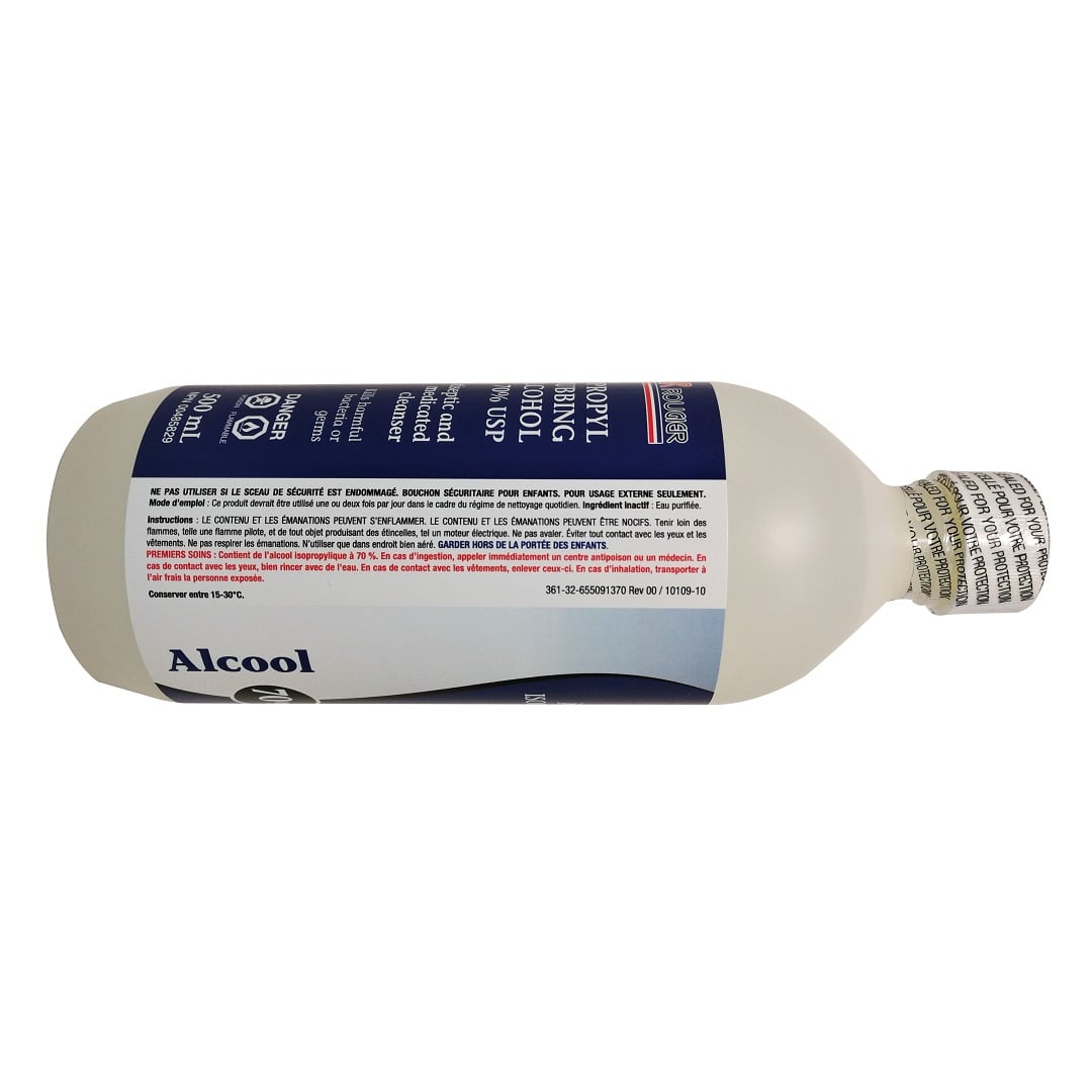 Description and instructions for Rougier Pharma Isopropyl Alcohol 70% (500 mL) in French