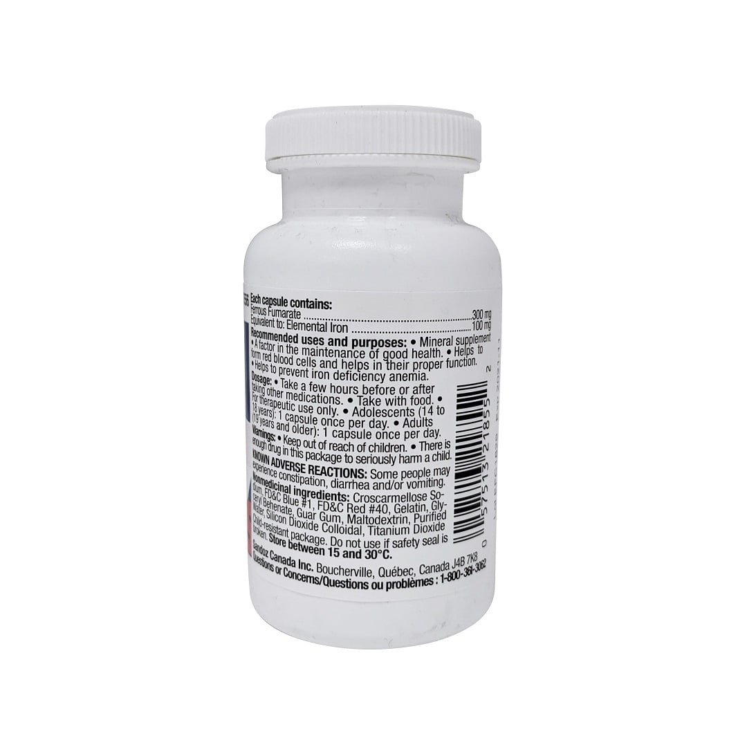Ingredients, uses, dosage, and warnings for Sandoz Euro-Fer 300mg (30 Capsules) in English