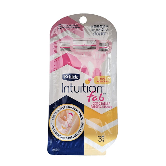 Product label for Schick Intuition f.a.b. Disposables (3 count)