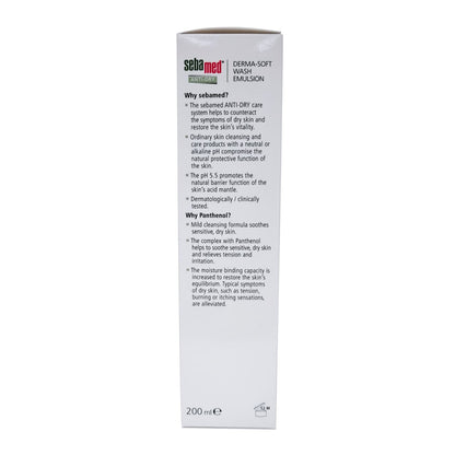Product details for Sebamed Anti-Dry Derma-Soft Wash Emulsion in English 1 of 2